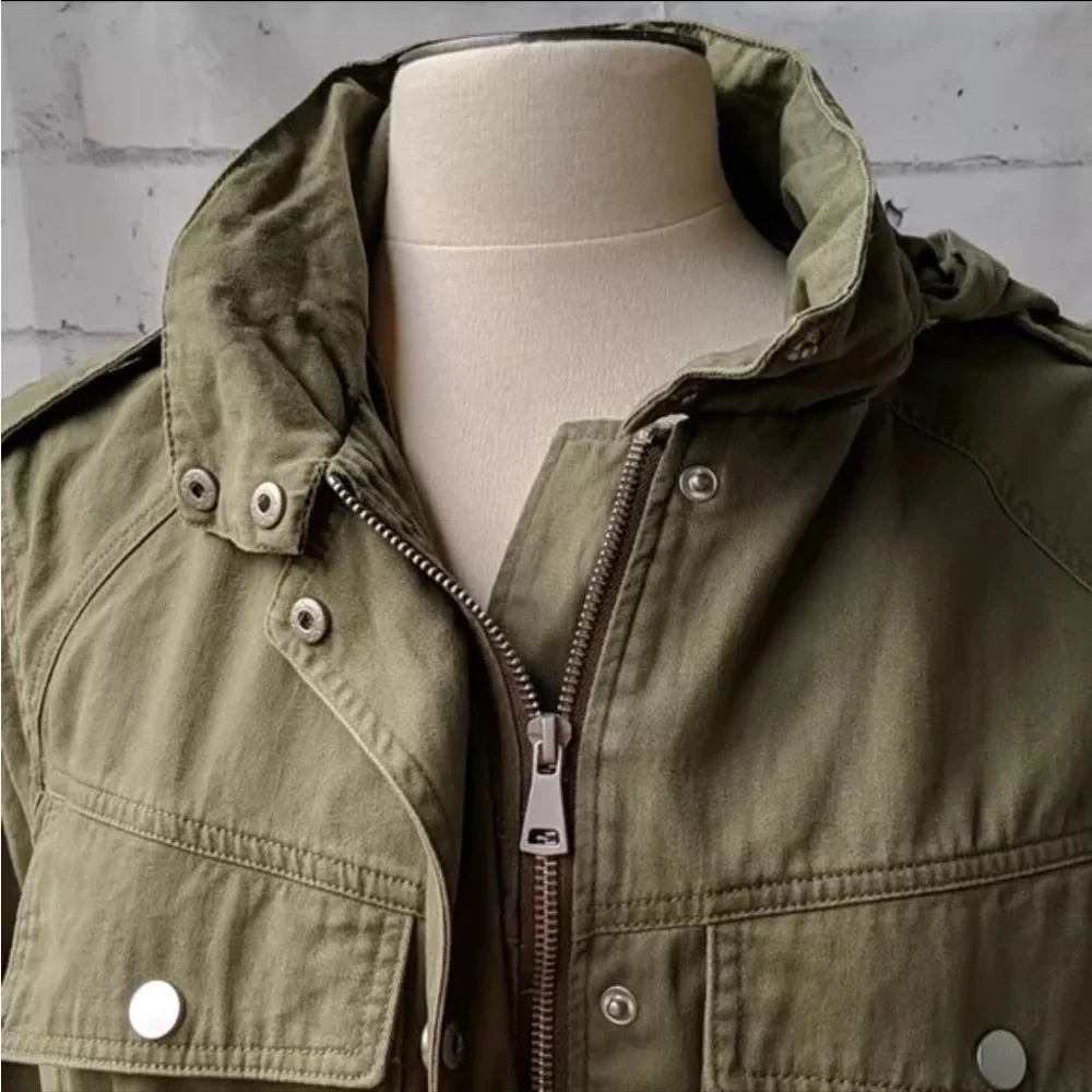 Y2K Seven for all Mankind Military Hooded Women Parka Coat size S - Picture 5 of 6